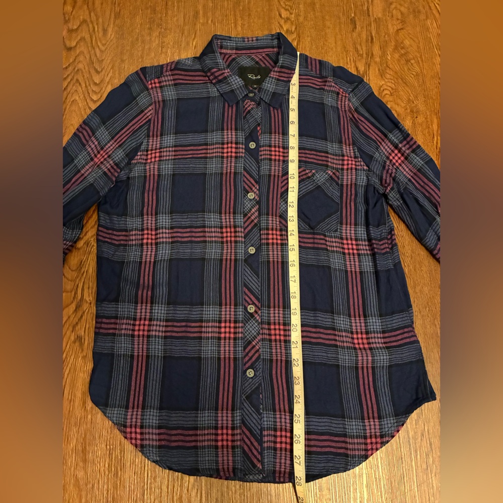 Rails Hunter Plaid Long Sleeve Shirt in Navy Rose Astor - Size M - Picture 14 of 14